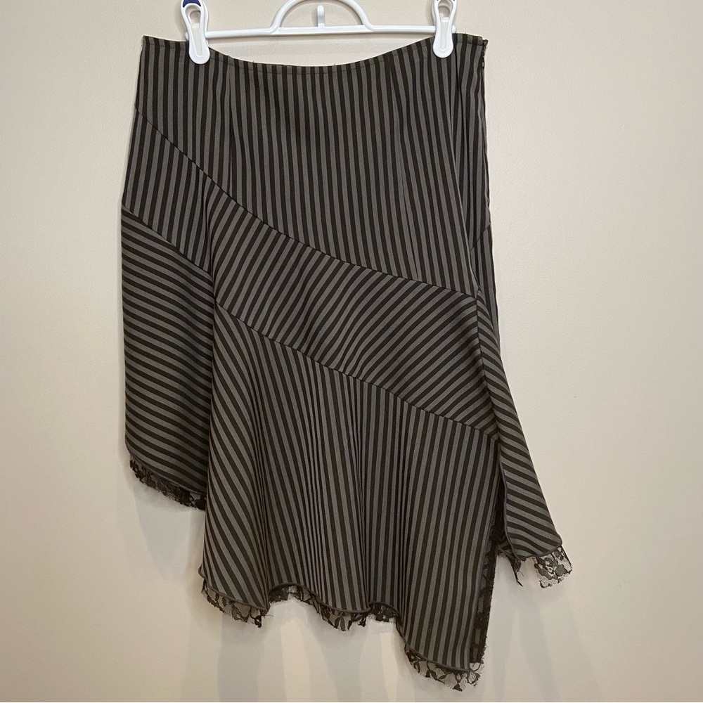 Striped Black and Dark Green Women's Skirt Size Medium